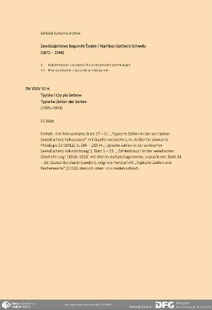 Typische Zahlen der Sorben