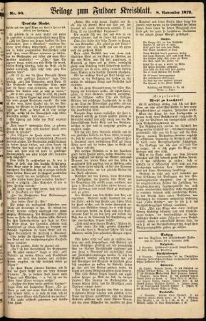 Zweite Ausgabe vom Samstag, den 08. November 1879.