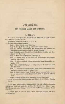 Verzeichniß der benutzten Akten und Schriften