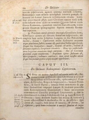 Caput III. De Utilitate Redemptionis Captivorum.