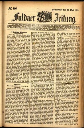 Ausgabe vom Samstag, den 21. Mai 1881.