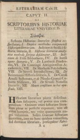 Caput II. De Scriptoribus Historiae Literariae Universalis