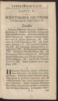 Caput II. De Scriptoribus Historiae Literariae Universalis
