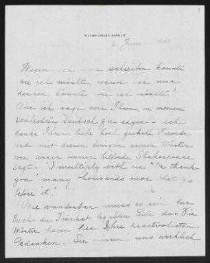 Brief von Florence Beerbohm an Gerhart Hauptmann
