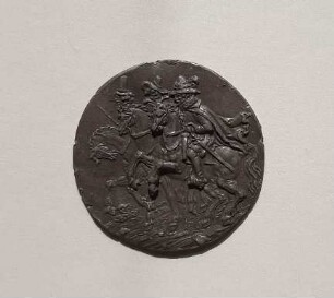 Runde Plakette mit Kriegern