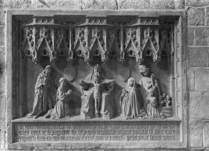 Grabtafel von Wilhelm von Brüssel; Gnadenstuhl und Heilige