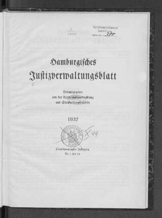 21.1932: Hamburgisches Justizverwaltungsblatt : HmbJVBL