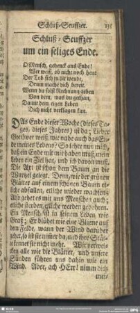 Schluß-Seuffzer um ein seliges Ende