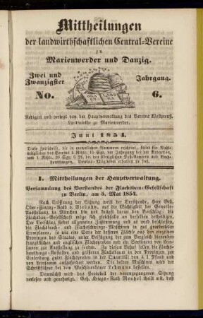 Zwei und Zwanzigster Jahrgang. No. 6.