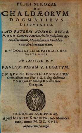 De Chaldaeorum dogmatibus disputatio
