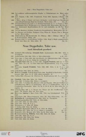 Neue Doppeltaler, Taler usw. (Nr. 1356-1495)