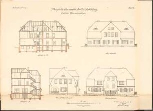 Sternwarte Potsdam-Babelsberg: Östliches Observatorenhaus: 2 Schnitte, 3 Ansichten 1:100