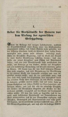 Ueber die Verhältnisse der Bauern vor dem Anfang der agrarischen Gesetzgebung