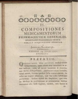 II. Compositiones Medicamentorum Pharmaceutice Generales.