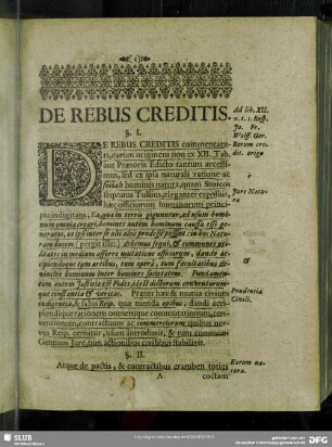 [Exercitatio XXII.] De Rebus Creditis