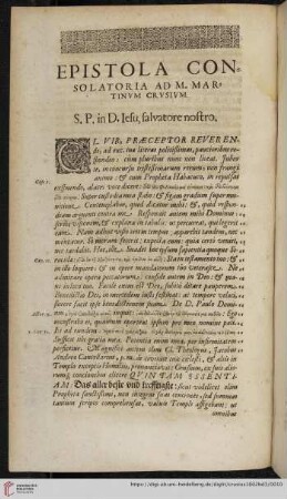 Epistola consolatoria ad M. Martinvm Crvsivm
