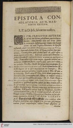 Epistola consolatoria ad M. Martinvm Crvsivm