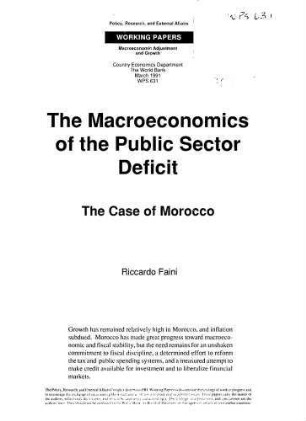The macroeconomics of the public sector deficit : the case of Morocco