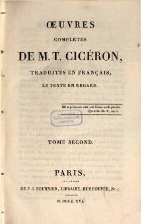 Oeuvres complètes de M. T. Cicéron, 2. Ouvrages de rhéthorique