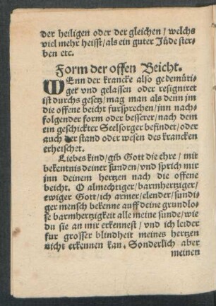 Form der offen Beicht.