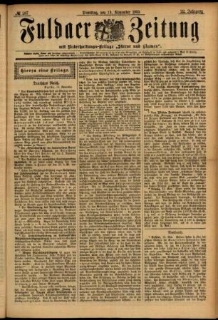 Erste Ausgabe vom Dienstag, den 19. November 1895.