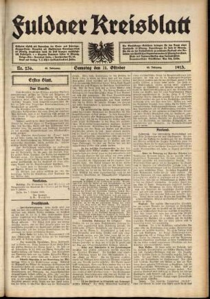 Erste Ausgabe vom Samstag, den 11. Oktober 1913.