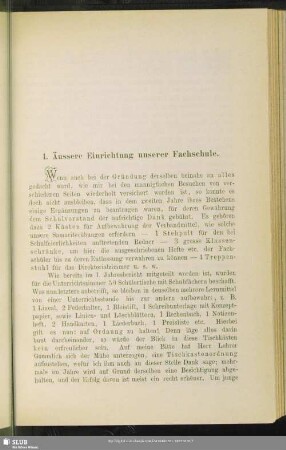 1. Äussere Einrichtung unserer Fachschule