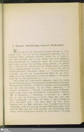 1. Äussere Einrichtung unserer Fachschule