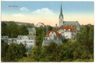 Bad Elster. Blick auf Bad Elster mit Kirche