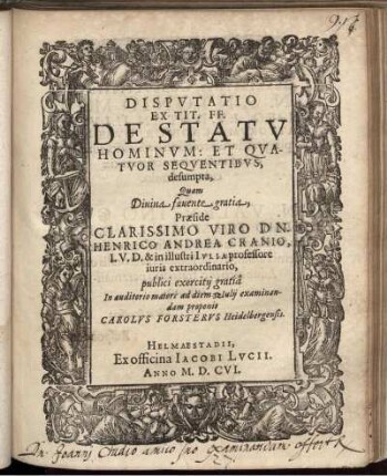 Disputatio Ex Tit. FF. De Statu Hominum: Et Quatuor Sequentibus desumpta