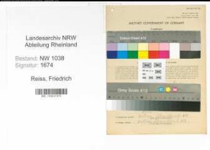 Entnazifizierung Friedrich Reiss , geb. 25.03.1901 (Angestellter)