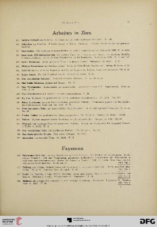 Arbeiten in Zinn (Nr. 477-497)