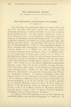 Das anatomische Theater und die anatomisch-zootomische Sammlung