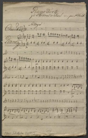 Rondeau de Jean, V, pf, V, guit - BSB Mus.Schott.Ha 3661-3 : [heading:] Piano Forte // zu Rondeau de Jean. arr: par A: Foreit