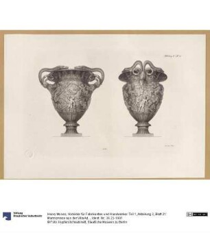 Vorbilder für Fabrikanten und Handwerker. Teil 1, Abteilung 2, Blatt 21: Marmorvase aus der Villa Adriana (auch Hadriansvilla), sog. Stowe oder Buckingham (?) Vase