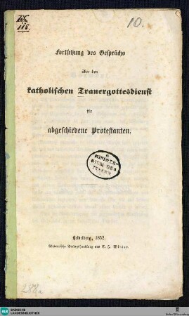 Fortsetzung des Gesprächs über den katholischen Trauergottesdienst für abgeschiedene Protestanten