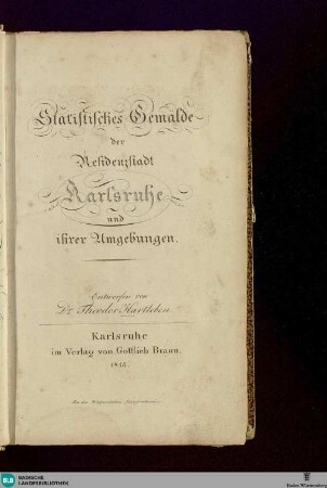 Statistisches Gemälde der Residenzstadt Karlsruhe und ihrer Umgebungen