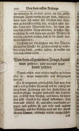 Von dem allgemeinen Zeuge, damit man zeichnet, und worauf man damit zeichnet.