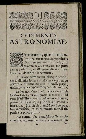 Rudimenta Astronomiae.