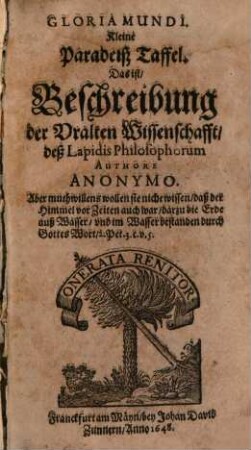 Gloria mundi : Kleine Paradeiß Taffel