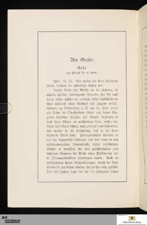 Am Grabe. Rede von Prälat Dr. v. Burk