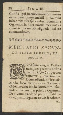 Meditatio Secunda Feriae Tertiae ...
