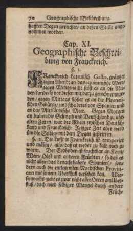 Cap. XI. Geographische Beschreibung von Franckreich