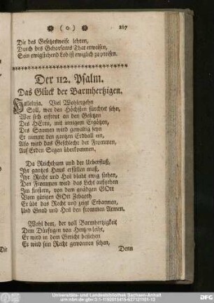 Der 112. Psalm. Das Glück der Barmhertzigen.