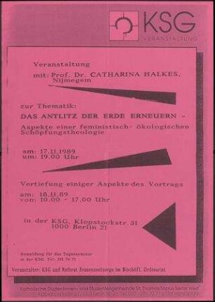 Das Antlitz der Erde erneuern - Aspekte einer feministischen ökologischen Schöpfungstheologie