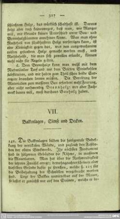 VII. Balkenlagen, Simse und Decken