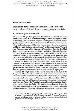 Faszination der kontrastiven Linguistik 'DaF': der Parameter 'schwere/leichte' Sprache unter typologischer Sicht