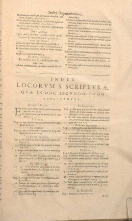 Index Locorvm S. Scriptvrae, Qvae In Hoc Secvndo tomo Explicantvr.