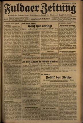 Erste Ausgabe vom Sonntag, den 19. April 1936.