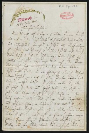 Brief an Fanny Hensel : 25.07.1844